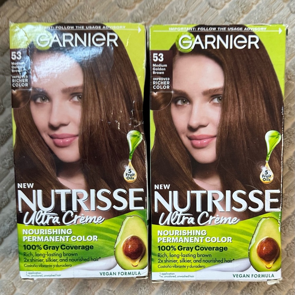 2 boxes of Garnier Nutrisse Ultra Creme Hair Color - Medium Golden Brown 53 - Picture 4 of 6